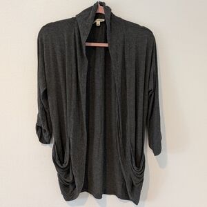 Silky Soft Dark Gray Open-Front Women's Cardigan